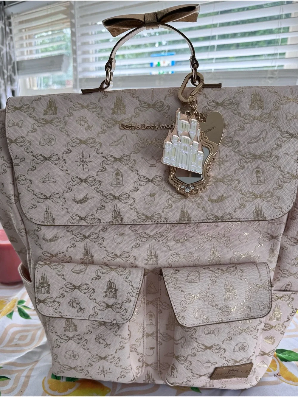 Bath & Body Works Cream & Gold Disney Princess Backpack Tote
